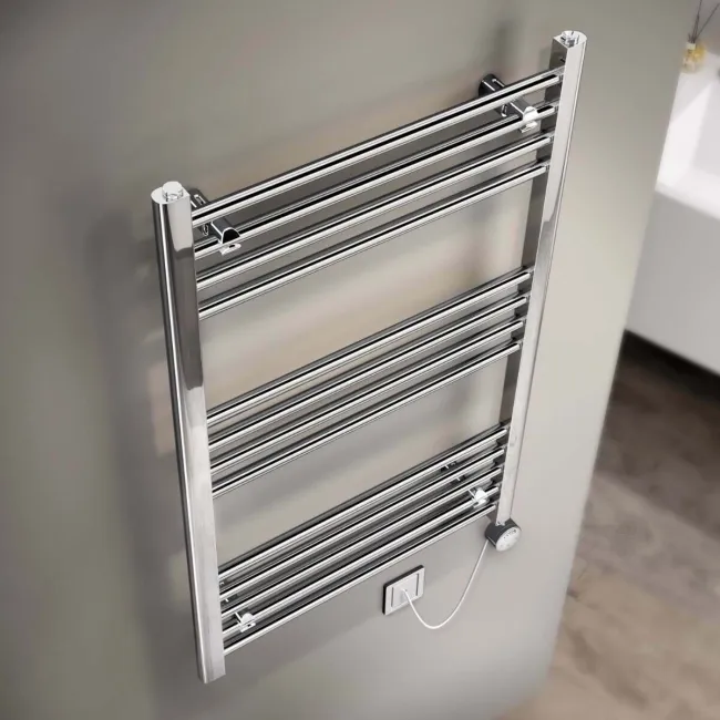 Barcelona Electric Chrome Straight Heated Towel Rail 1000x600mm