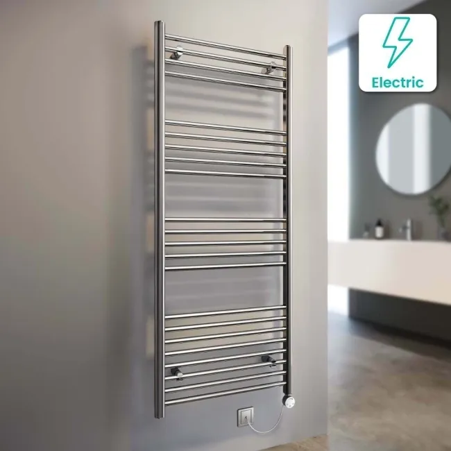 Barcelona Electric Chrome Straight Heated Towel Rail 1600x600mm