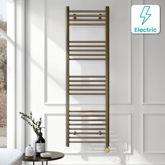 Barcelona Electric Antique Gold Straight Heated Towel Rail 1600x500mm