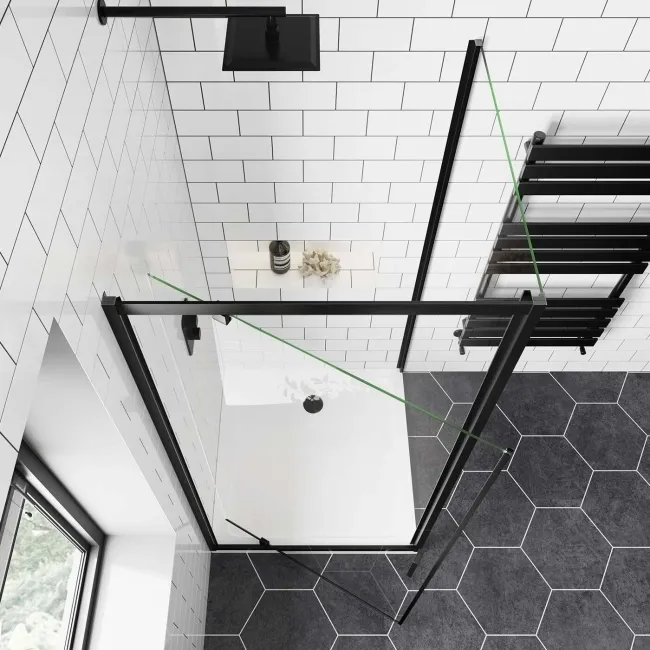 London Matt Black 6mm Pivot Shower Enclosure 900x900mm