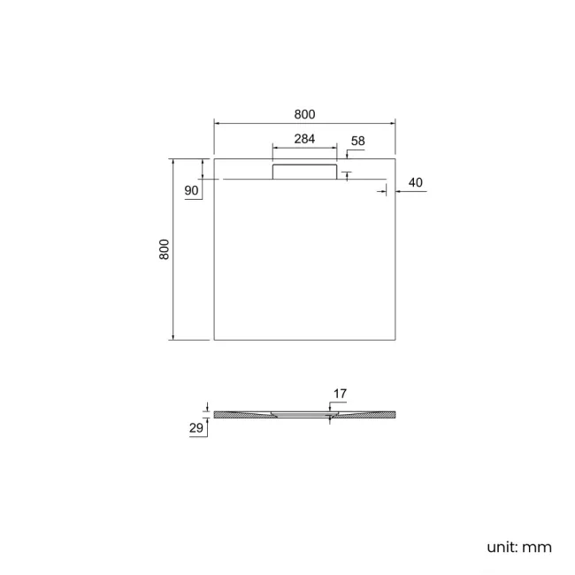 Tokyo Square Matt Black Slate Texture Stone Shower Tray 800x800mm