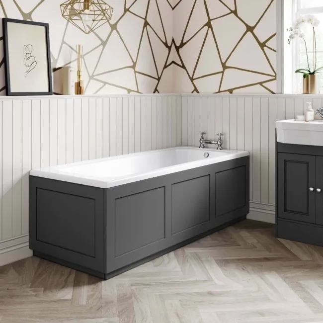 Traditional Slate Grey Wooden Bath Panel Pack 1700x680mm