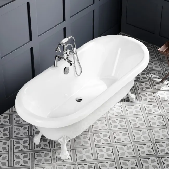 Grosvenor 1800mm Roll Top Bath - White Claw Feet