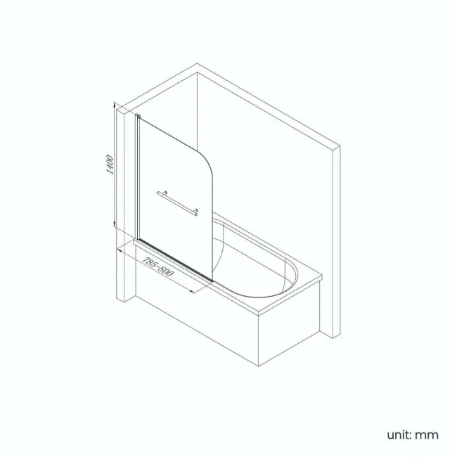 Dover 1600x750 Keyhole Shower Bath & 6mm Easy Clean Screen with Rail