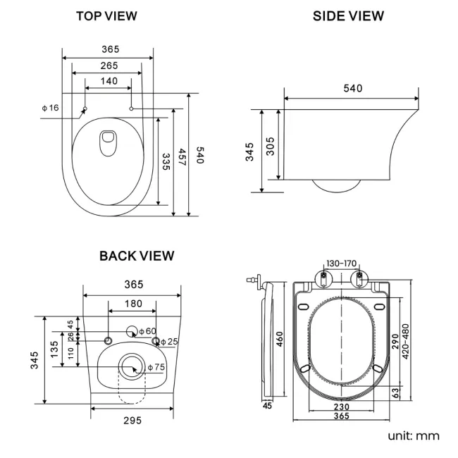 Tucson Rimless Wall Hung Toilet With Premium Soft Close Seat