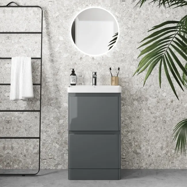 Corsica Storm Grey Slimline Basin Drawer Vanity 500mm