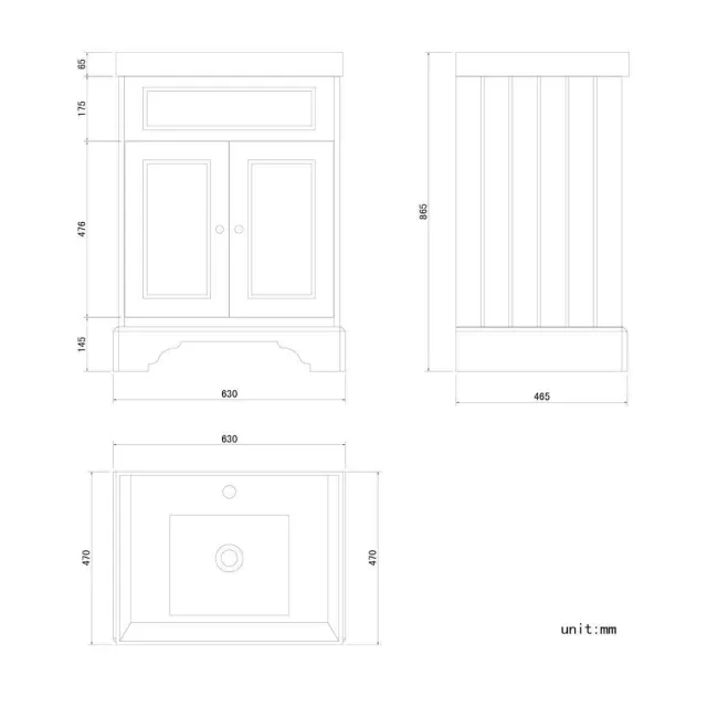 Lucia Chalk White Basin Vanity 630mm