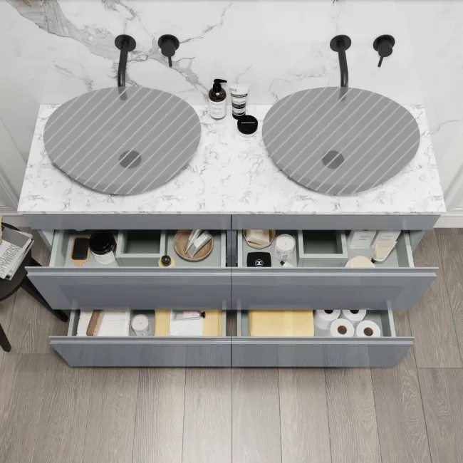 Trent Stone Grey Drawer with Marble Top 1200mm - Excludes Counter Top Basins