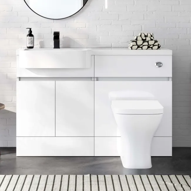 Foster Gloss White Combination Vanity Basin and Atlanta Toilet 1200mm - Left Handed