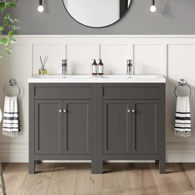 Bermuda Graphite Grey Double Basin Vanity 1200mm
