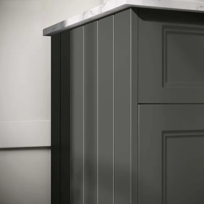 Lucia Graphite Grey Vanity with Marble Top & Curved Counter Top Basin 640mm
