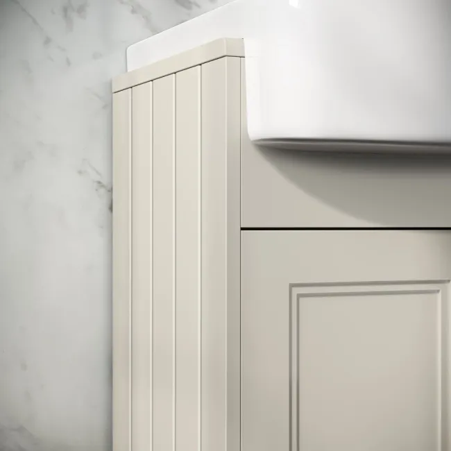 Monaco Chalk White Combination Vanity Basin and Hudson Toilet with Wooden Seat 1200mm