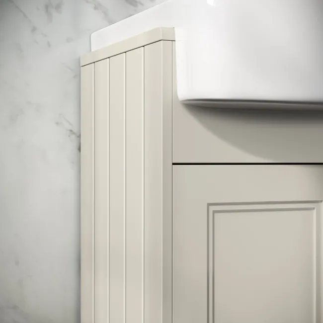 Monaco Chalk White Combination Vanity Basin and Hudson Toilet with Wooden Seat 1500mm