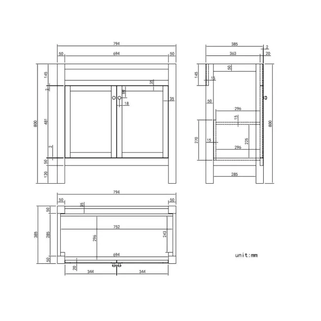 Bermuda Inky Blue Vanity with Marble Top & Oval Counter Top Basin 800mm