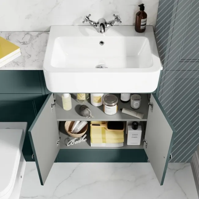 Monaco Midnight Green Combination Vanity Basin with Marble Top & Atlanta Toilet 1200mm