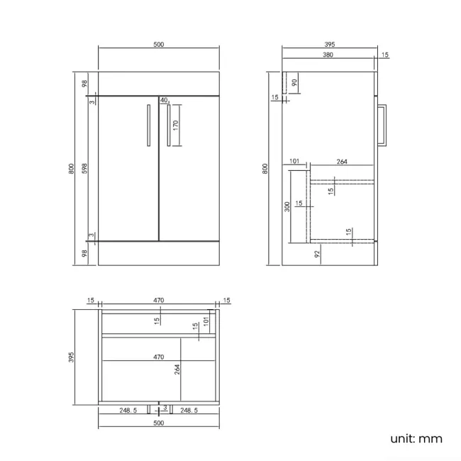 Mersey Gloss White Combination Vanity Basin and Miami Toilet 1000mm - Black Accents