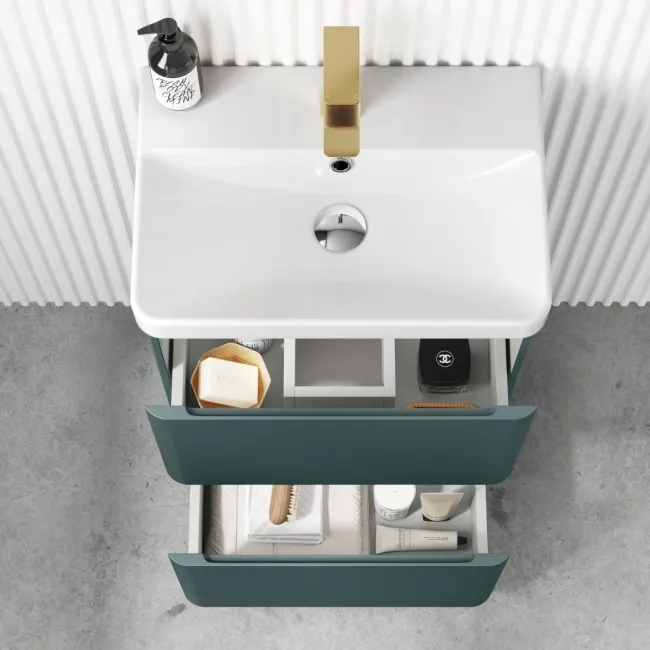 Corsica Midnight Green Slimline Basin Drawer Vanity 500mm