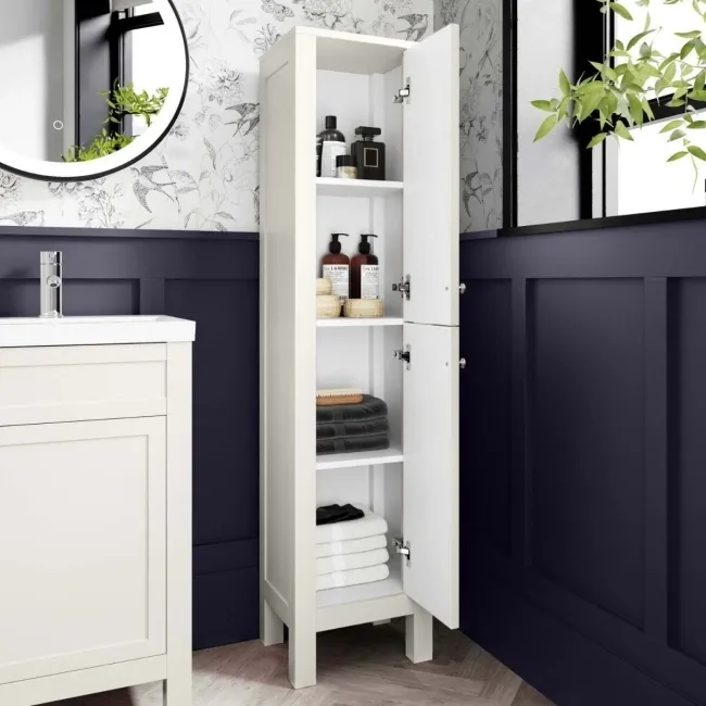 Bermuda Chalk White Floor Standing Tall Cabinet 1500x350mm
