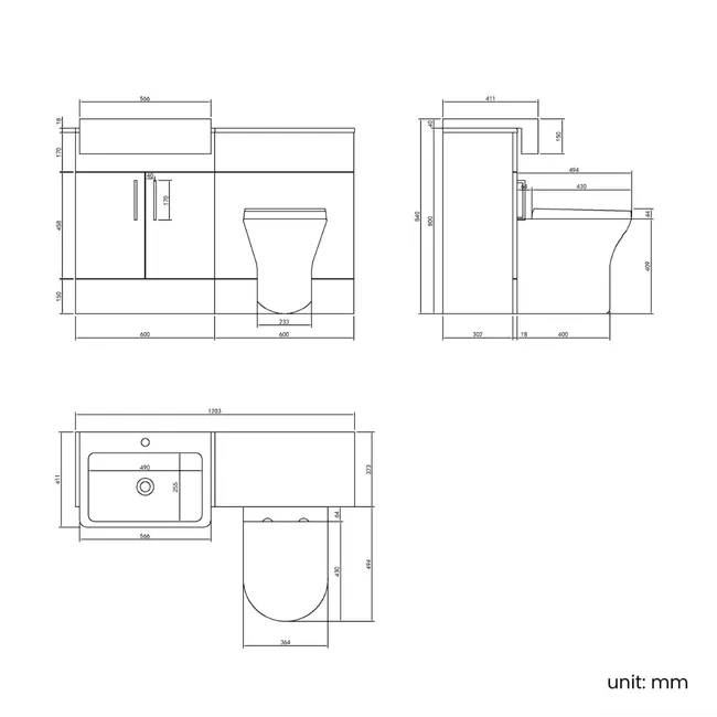 Harper Navy Blue Combination Vanity Basin and Tucson Toilet 1200mm - Brushed Brass Accents