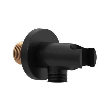 Matt Black Round Shower Outlet with Bracket