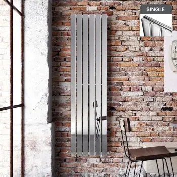 Faro Chrome Single Flat Panel Vertical Radiator 1600x420mm