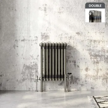 Athens Raw Metal Double Column Horizontal Traditional Radiator 600x425mm
