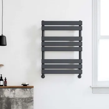 Santorini Anthracite Flat Panel Heated Towel Rail 800x600mm