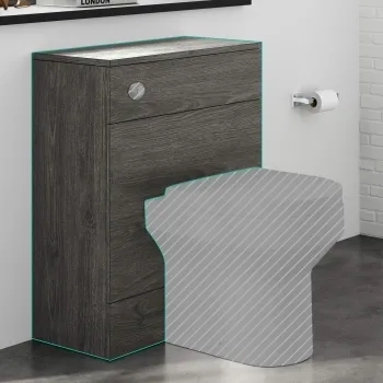 Harper & Elba Charcoal Elm Back To Wall Toilet Unit 600mm