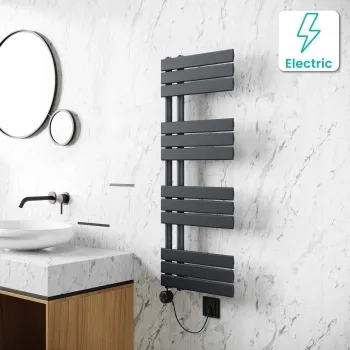 Seville Electric Anthracite Designer Flat Panel Heated Towel Rail 1200x450mm