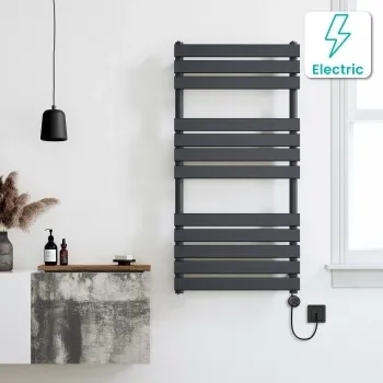 Santorini Electric Anthracite Flat Panel Heated Towel Rail 1200x600mm