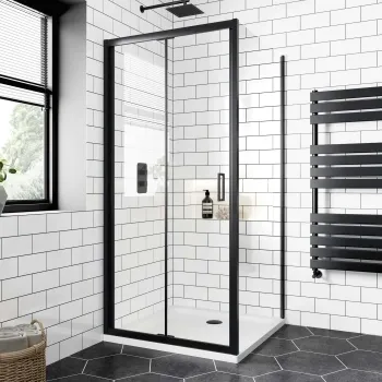 London Matt Black 6mm Bifold Shower Enclosure 900x900mm