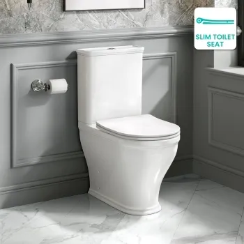Kansas Traditional Rimless Close Coupled Toilet With Premium Soft Close Slim Seat