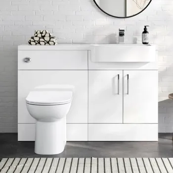 Harper Gloss White Combination Vanity Basin and Aruba Toilet 1200mm - Right Handed
