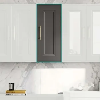 Graphite Grey Wall Hung Cabinet 700x300mm - Brass Knurled Handles