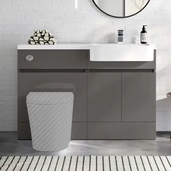 Foster Tungsten Grey Basin Vanity With Back To Wall Unit 1200mm (Excludes Toilet) - Right Handed