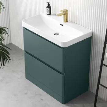 Corsica Midnight Green Basin Drawer Vanity 800mm