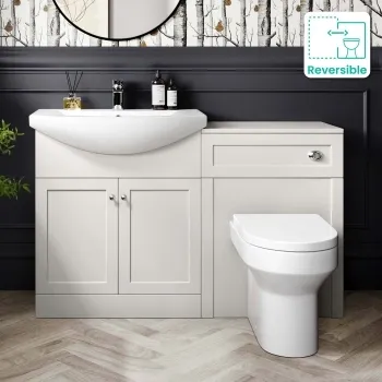 Capri Cotton White Combination Vanity Basin and Denver Toilet 1350mm - Chrome Handles