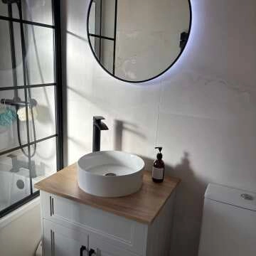  Mollie Black Framed Round Backlit llluminated LED Mirror 600mm 