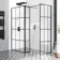 Munich Matt Black Grid 8mm Walk In Shower Enclosure 1100mm & 700mm Glass with Pivotal Return Panel