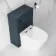 Inky Blue Slimline Back To Wall Unit and Boston Toilet - Black Accents