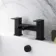 Avon Matt Black Waterfall Basin & Bath Mixer Tap Set