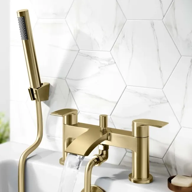 Severn Brushed Brass Bath Filler & Handheld Shower