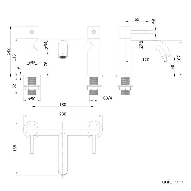 Selma Matt Black Bath Filler