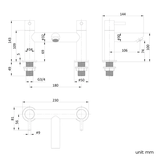 Wye Matt Black Bath Filler