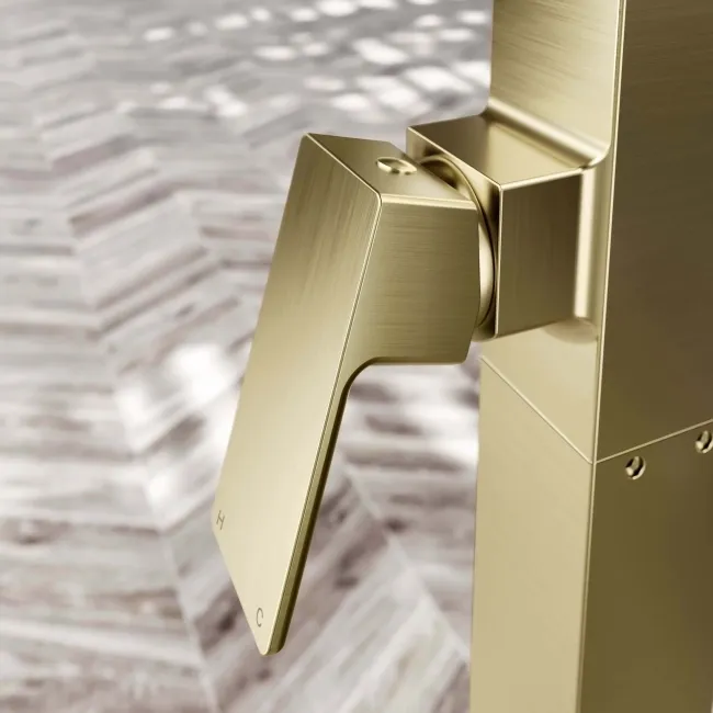 Ribble Brushed Brass Freestanding Bath Shower Mixer Tap