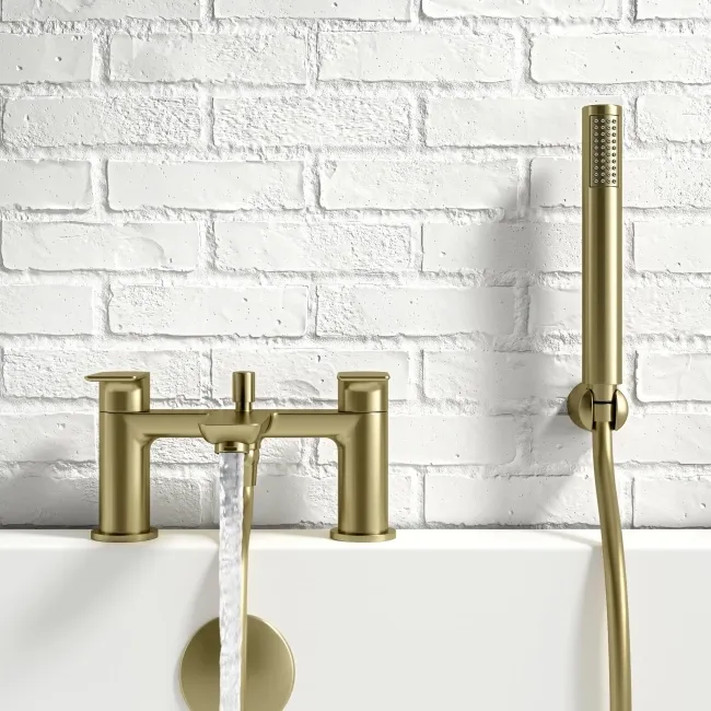 Lusk Brushed Brass Bath Filler & Handheld Shower