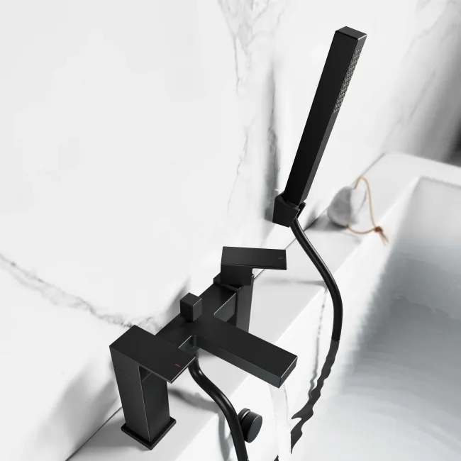 Tamar Matt Black Bath Filler & Handheld Shower