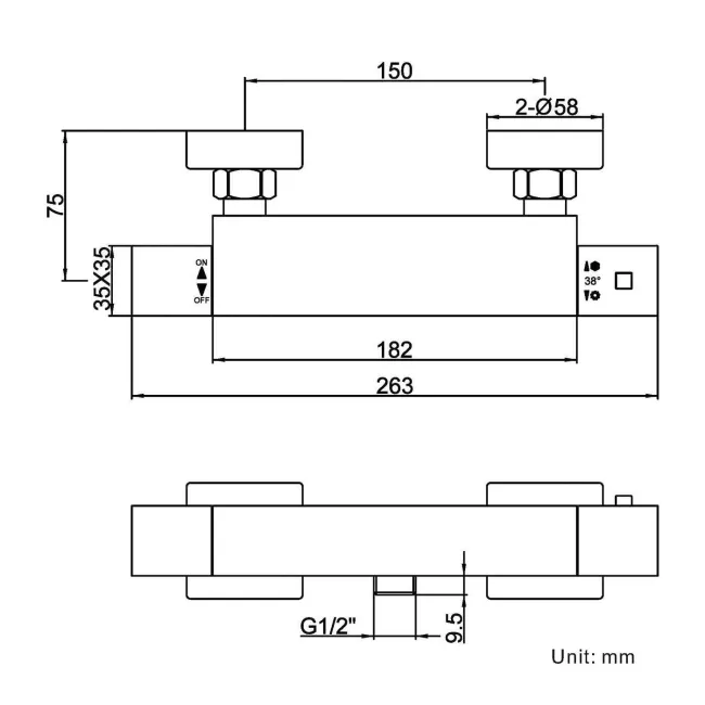 Carrick Chrome Square Thermostatic Shower Bar Valve