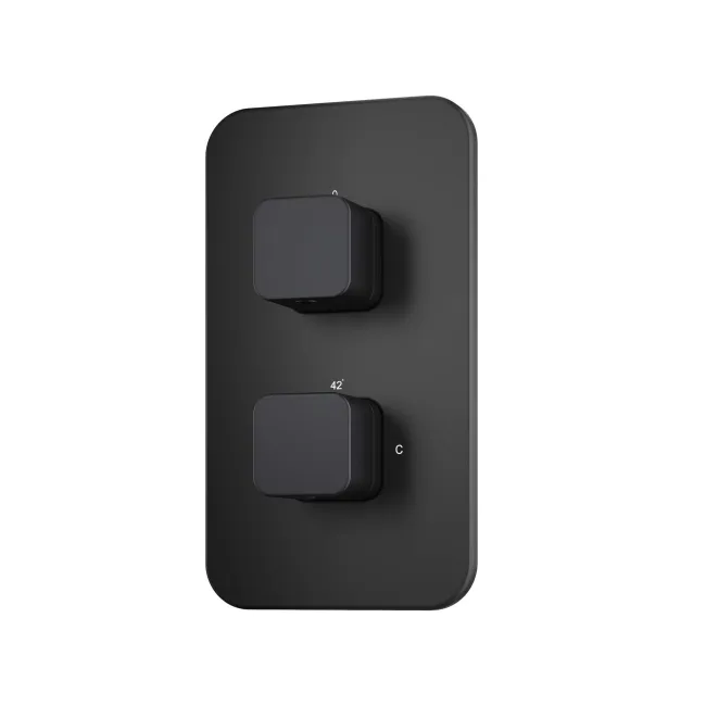 Galway Premium Matt Black Square Thermostatic Shower Valve - 1 Outlet