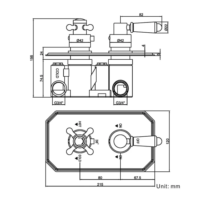 Shannon Premium Chrome Traditional Thermostatic Shower Valve - 2 Outlets